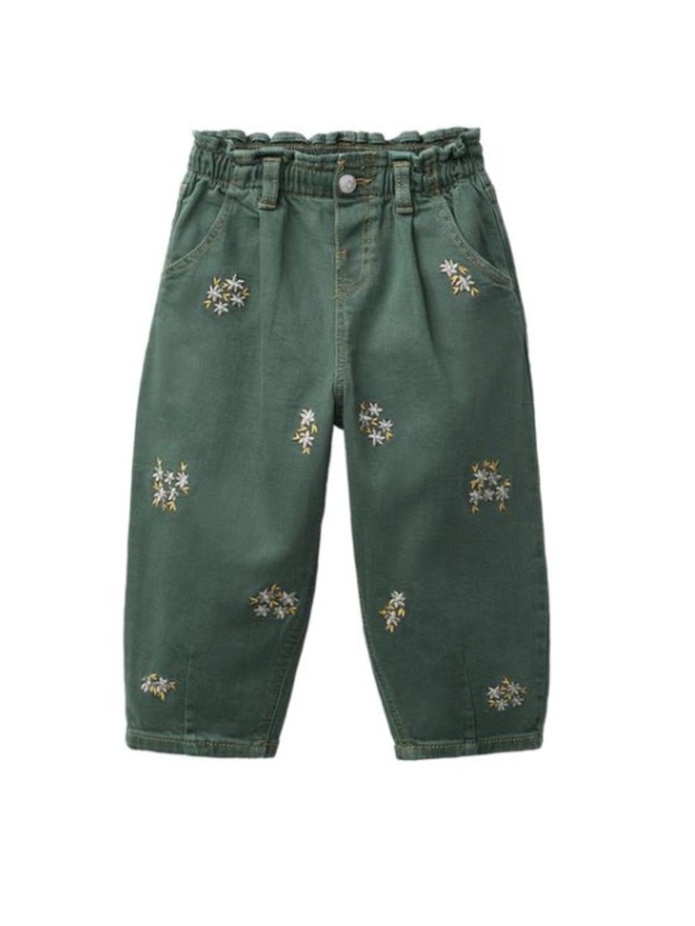 Zara Embroidered Floral Twill Baggy Pant
